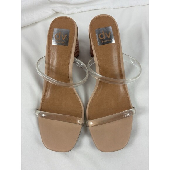 DV by Dolce Vita Merrick Sandals Clear PVC Straps Size 7.5 Round Column Heel - Picture 3 of 12